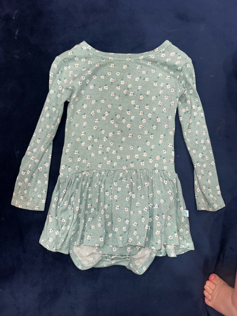 Posh Peanut Sage Green Floral Long Sleeve Bodysuit Dress